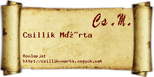 Csillik Márta névjegykártya